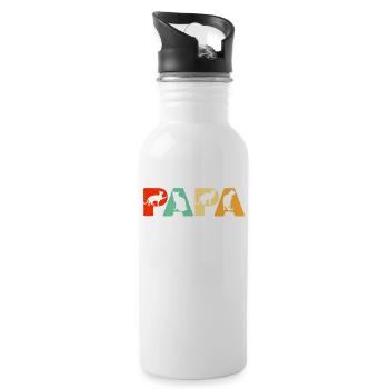 Retro Chat Papa Chemise, Drôle Papa Chat Père Cadeau - Gourde avec paille intégrée - blanc - Droite