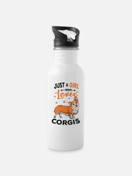 Corgi - Gourde avec paille intégrée - blanc