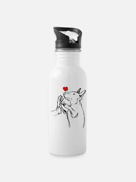 Bull terrier - Gourde avec paille intégrée - blanc