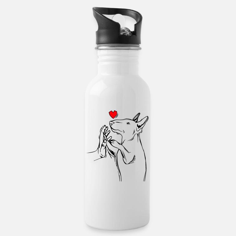 Bull terrier - Gourde avec paille intégrée - blanc