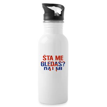Balkan Jugo Rakija Spruch Geschenk - Trinkflasche mit integriertem Trinkhalm - Weiß - Rechts