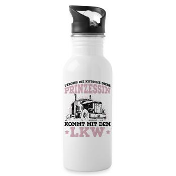 LKW Fahrerin - Trinkflasche mit integriertem Trinkhalm - Weiß - Rechts
