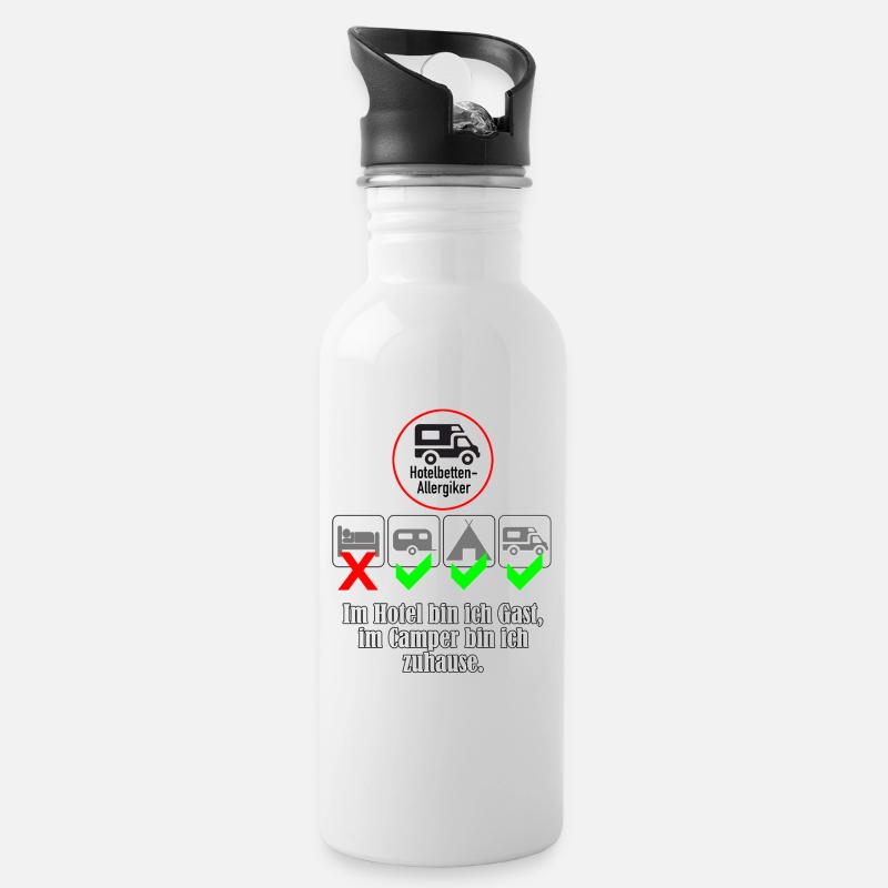 Im Hotel bin ich Gast, im Camper bin ich zuhause. - Trinkflasche mit integriertem Trinkhalm - Weiß