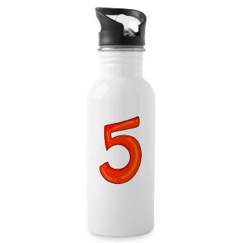 Number 5 red number five - Water bottle with straw - white - Right