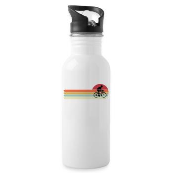 Funny Cycling Shirt, Retro Vintage Cycling Gift fo - Water bottle with straw - white - Right