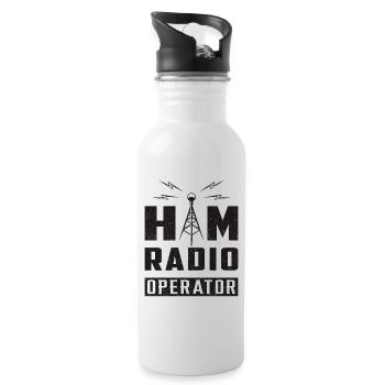 HAM Radio Operator Amateur Radio Signal Gift Idea - Water bottle with straw - white - Right