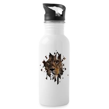 Lion Lion King Jungle Africa Safari Animal - Water bottle with straw - white - Right