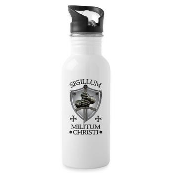 Sigillum Militum Christi - Trinkflasche mit integriertem Trinkhalm - Weiß - Rechts