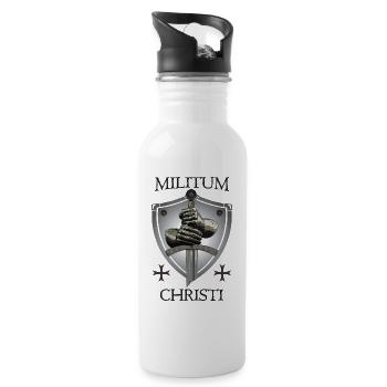Templer + Militum Christi - Trinkflasche mit integriertem Trinkhalm - Weiß - Rechts