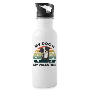 My dog is my valentine Berner Sennen vintage herz - Trinkflasche mit integriertem Trinkhalm - Weiß - Rechts
