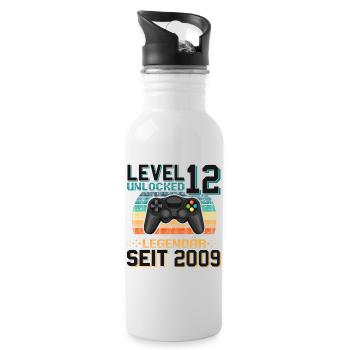 12. Geburtstag Gamer - Trinkflasche mit integriertem Trinkhalm - Weiß - Rechts