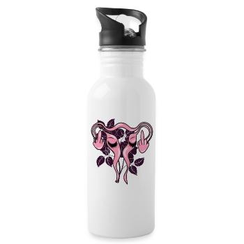 Middle Finger Uterus Uterus Pro-Choice - Water bottle with straw - white - Right