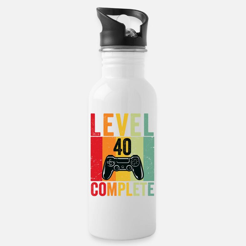 40e anniversaire 40 ans 1981 Gaming Level Complete - Gourde avec paille intégrée - blanc