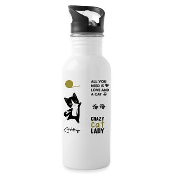 Chat noir chats ensemble d'autocollants dictons pattes - Gourde avec paille intégrée - blanc - Droite