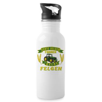 Echte Helden - Trinkflasche mit integriertem Trinkhalm - Weiß - Rechts