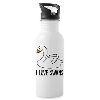 Cute Swan Drawing I Love Swans Kids Love Swans - Gourde avec paille intégrée - blanc - Droite