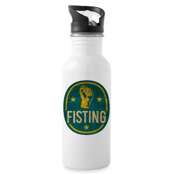 fisting logo t-shirt design XXX sex porn gift idea - Gourde avec paille intégrée - blanc - Droite