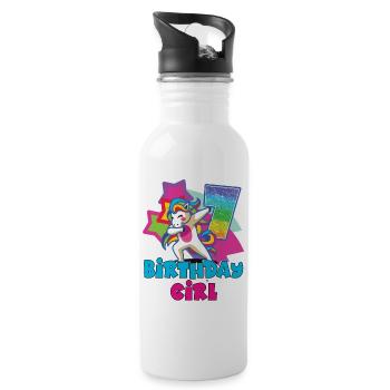 7ème cadeau d'anniversaire pour filles, licorne, 7 ans - Gourde avec paille intégrée - blanc - Droite