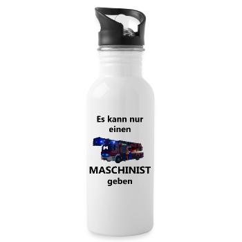 Feuerwehr Maschinist - Trinkflasche mit integriertem Trinkhalm - Weiß - Rechts