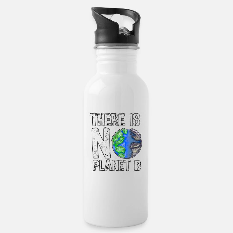 There Is No Planet B Save The Planet Nachhaltig - Trinkflasche mit integriertem Trinkhalm - Weiß