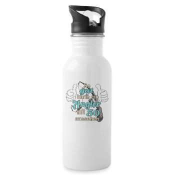 So gut kann ein Angler mit 50 aussehen Geschenk - Trinkflasche mit integriertem Trinkhalm - Weiß - Rechts