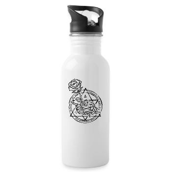 Occult Witchcraft Rose Gothic Vintage Occult - Water bottle with straw - white - Right