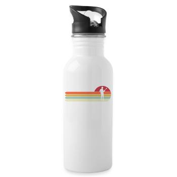 Retro Vintage Bass Gift for Dad, Funny Bass - Water bottle with straw - white - Right