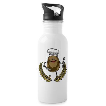 Kartoffel Koch Küche kochen Speise Restaurant - Trinkflasche mit integriertem Trinkhalm - Weiß - Rechts