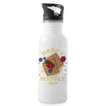 Waffle Day - Water bottle with straw - white - Right