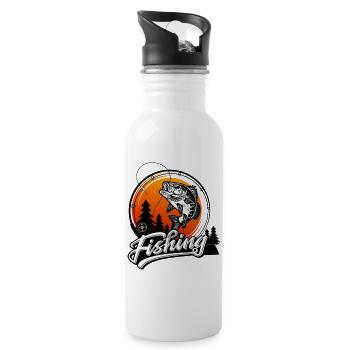 Fishing Angler Fisherman Fish Fishing Gift - Water bottle with straw - white - Right