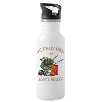 Je Peux Pas J'ai Jardinage - Gourde avec paille intégrée - blanc - Droite