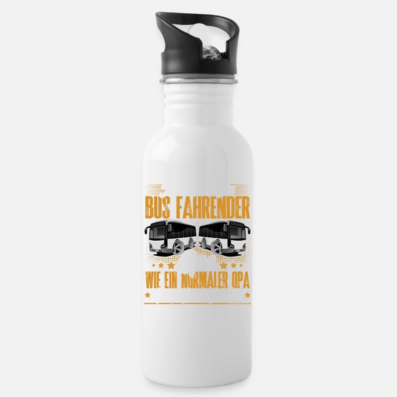 Busfahrer Opa - Trinkflasche mit integriertem Trinkhalm - Weiß