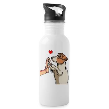 Jack Russell Terrier amour chien dame - Gourde avec paille intégrée - blanc - Droite