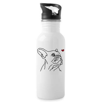 French Bulldog - Water bottle with straw - white - Right