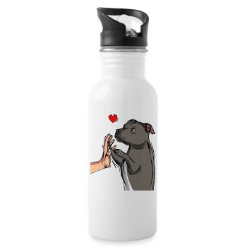 Staffordshire Bullterrier Liebe Hunde - Trinkflasche mit integriertem Trinkhalm - Weiß - Rechts