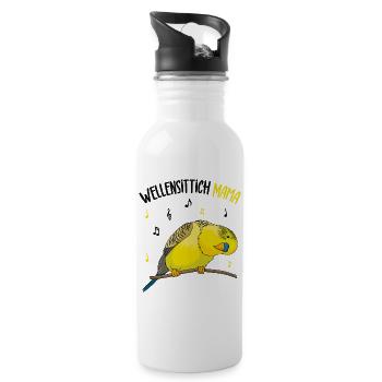 Wellensittich - Trinkflasche mit integriertem Trinkhalm - Weiß - Rechts