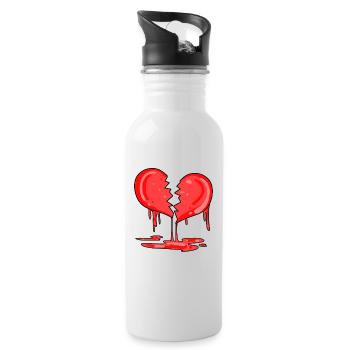 Broken heart - Water bottle with straw - white - Right