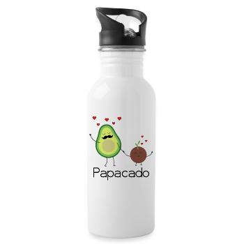 Papacado fête des Pères Avocats couples de père - Gourde avec paille intégrée - blanc - Droite