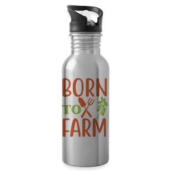 Born To Farm - Water bottle with straw - silver - Right