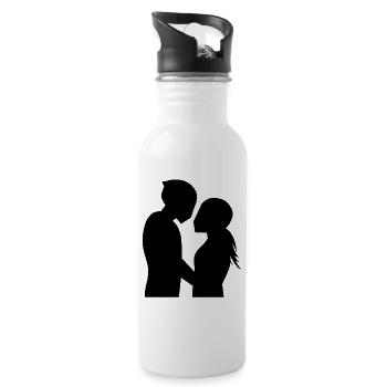 Bikercouple Motorcycle Love Couple Hug Couple - Water bottle with straw - white - Right