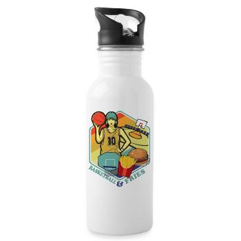 Basketball Pommes Burger Girls Basketball Court - Water bottle with straw - white - Right