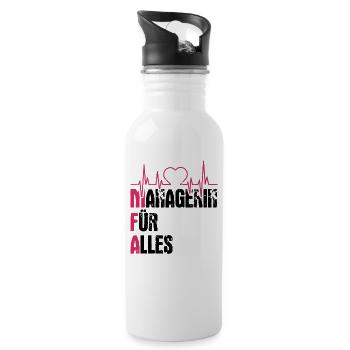 MFA Arzthelferin lustiger Spruch Mediziner - Trinkflasche mit integriertem Trinkhalm - Weiß - Rechts