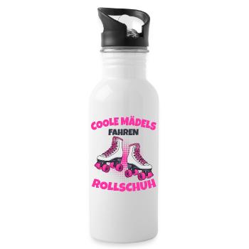 Rollschuhe - Trinkflasche mit integriertem Trinkhalm - Weiß - Rechts