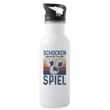 Schocken heißt das Spiel Trinkspiel Vintage Retro - Trinkflasche mit integriertem Trinkhalm - Weiß - Rechts