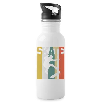 Skaten Skater Skate Vintage - Trinkflasche mit integriertem Trinkhalm - Weiß - Rechts