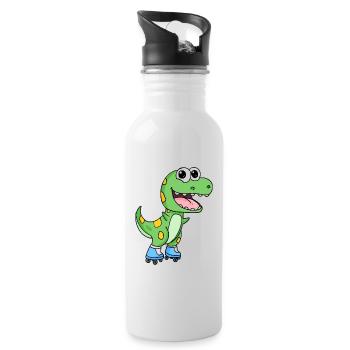 Patinage en ligne dinosaures - Gourde avec paille intégrée - blanc - Droite