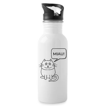 MIAU MIAU :: GESCHENK - Trinkflasche mit integriertem Trinkhalm - Weiß - Rechts