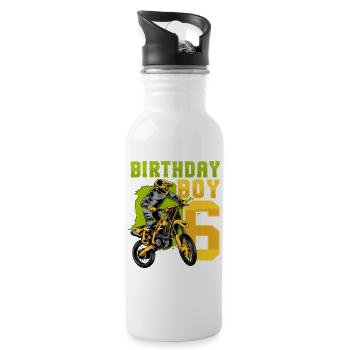 6. Geburtstag Motocross Dirt Bike - Trinkflasche mit integriertem Trinkhalm - Weiß - Rechts