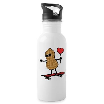 Peanut Skater Fantasy Kids Teens Sports - Water bottle with straw - white - Right
