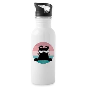 Cat motif No buck morning muffle - Water bottle with straw - white - Right